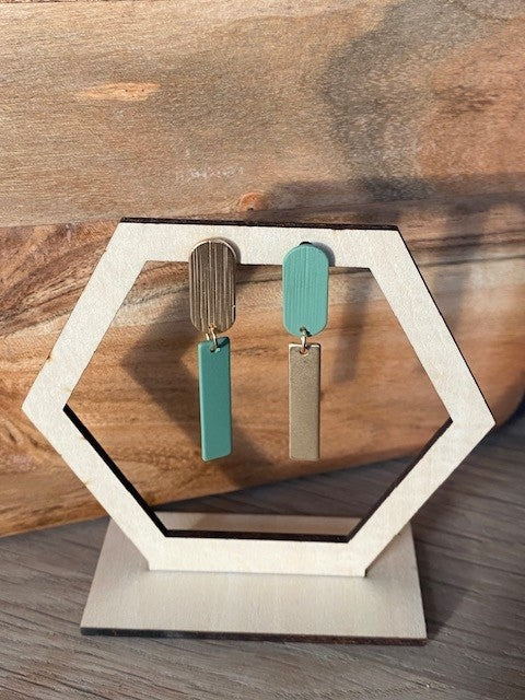 asymmetrisch staafjes goud basilicumgroen