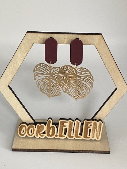 palmblaadjes aan bordeaux ellips knopje