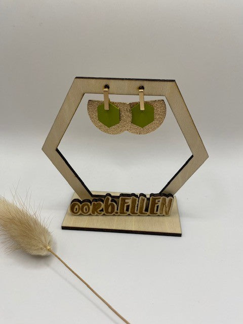 Halve volle cirkel met olijfgroene zeshoek