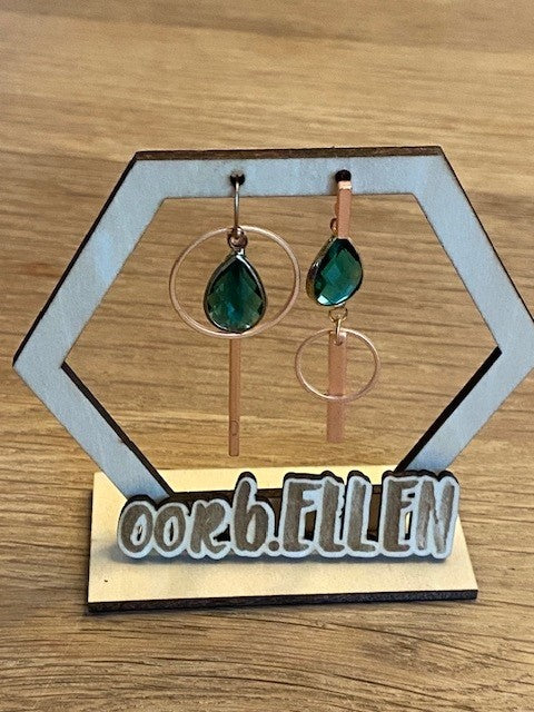 cirkels-staafjes asymmetrisch rosé -smaragdgroen