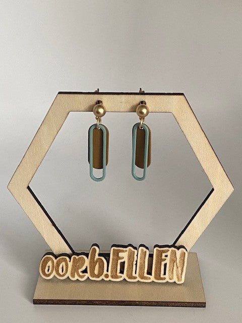 ellipsen bruin zeegroen aan gouden knopje