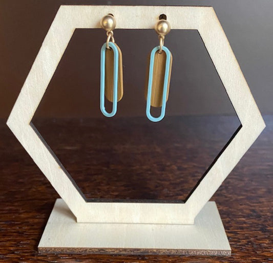 ellipsen zeegroen en chocoladebruin aan gouden knopje