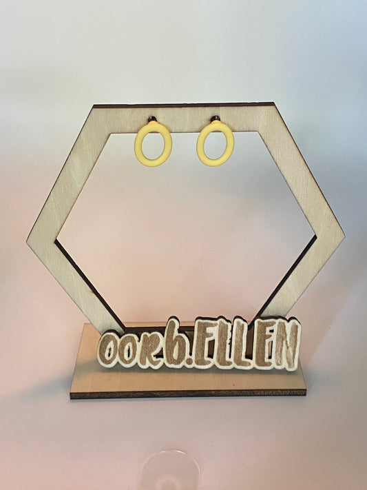 Pastelgeel ovalen open oorknopjes