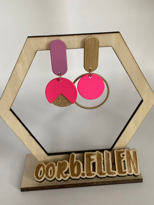 Asymmetrisch paartje fluoroze-goud-paars
