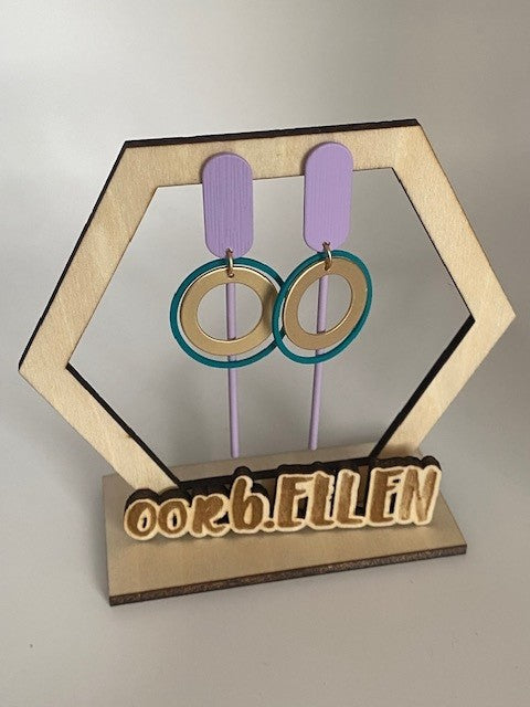 lila blauw goud cirkels en staafjes